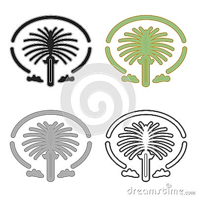 The Palm Jumeirah icon in cartoon style isolated on white background. Arab Emirates symbol stock vector illustration. Vector Illustration
