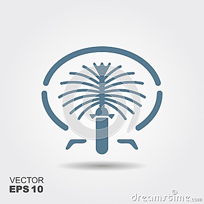 Palm Jumeirah. United Arab Emirates. The symbol of Dubai. Island in the ocean Vector Illustration