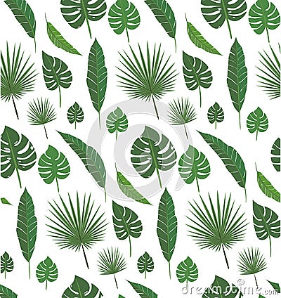 Palm leaves seamless pattern Vector Illustration