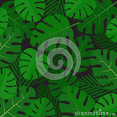 Palm leaves background. Aloha print. Palm tree tropical pattern. Vector Illustration