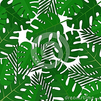 Palm leaves background. Aloha print. Palm tree tropical pattern. Vector Illustration