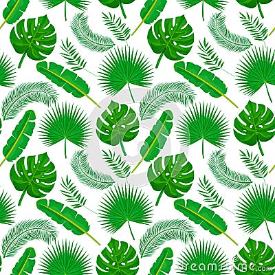 Palm leaves seamless pattern Vector Illustration