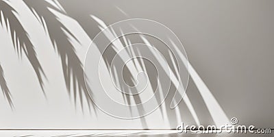 Palm leaves shadow falling on empty background for inserting your own objects or text. Stock Photo