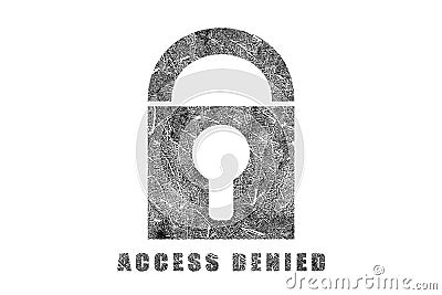 Palm print recognition and access concept. Security software by biometric data. Identification by hand prints scanning. Padlock Stock Photo