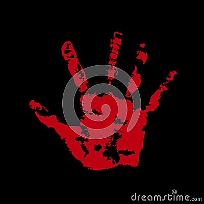 Palm print red blood Vector Illustration