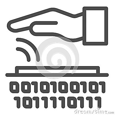 Palm recognition line icon. Verification palmprint system vector illustration isolated on white. Identity biometric Vector Illustration