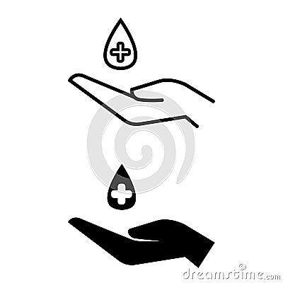 Palm with sanitizer drop of gel single vector icon. Clean hands illustration sign collection. Antiseptic symbol. hygiene logo. Vector Illustration