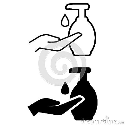 Palm with sanitizer drop of gel single vector icon. Clean hands illustration sign collection. Antiseptic symbol. hygiene logo. Vector Illustration