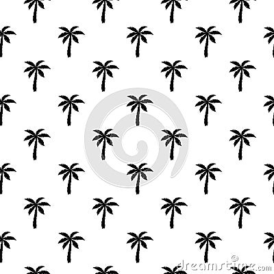 Palm seamless pattern. Repeated palm trees pattern. Black coconut tree isolated on white background. Repeating tropical texture fo Vector Illustration