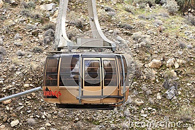 Palm Springs Aerial Tram round cabin in Palm Springs. Editorial Stock Photo