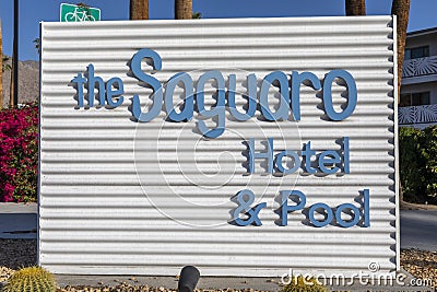 The Saguaro Hotel Sign in Palm Springs Editorial Stock Photo