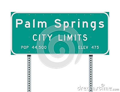 Palm Springs City Limits road sign Cartoon Illustration