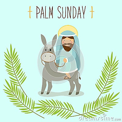 Palm Sunday banner as religious holidays symbols Vector Illustration