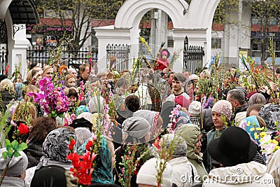 Palm Sunday celebrations in the Orthodox Church Editorial Stock Photo