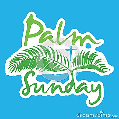 Palm Sunday holiday logo leave card Vector Illustration