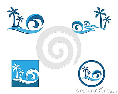 Palm tree beach holidays logo vector Vector Illustration