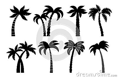 Palm tree black set Vector Illustration