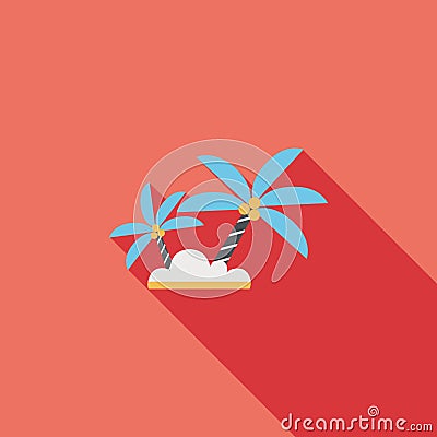 Palm tree flat icon with long shadow Vector Illustration