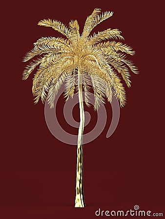 Palm tree gold golden tropical plant dream beach symbol design element great vacation tour concept. render isolated Stock Photo