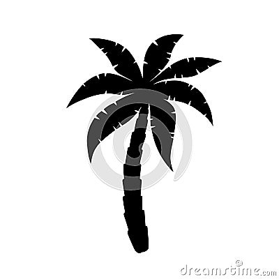 Palm tree icon. Logo coconut palm. Black silhouette palm isolated on white background. Coconuts palmtree for design summer prints. Vector Illustration