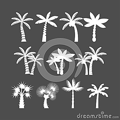 Palm tree icon set, vector eps10 Vector Illustration