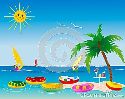 Palm Tree Island Vector Illustration