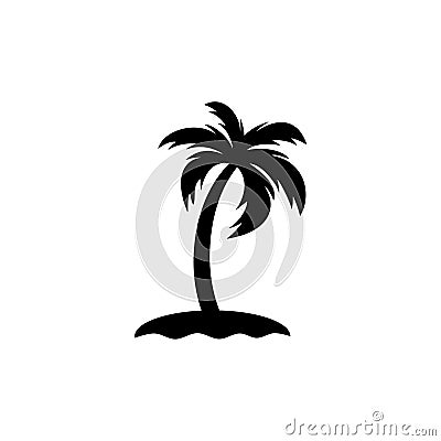 Palm tree on the island icon sign logo Vector Illustration