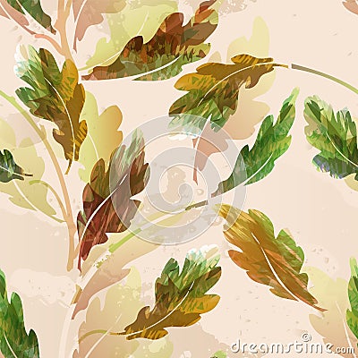 Palm tree leaves. Vector seamless pattern. Vector Illustration
