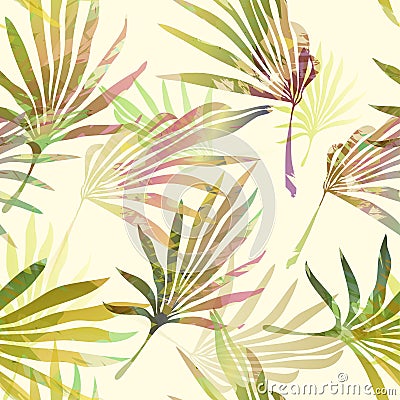 Palm tree leaves. Vector seamless pattern. Vector Illustration