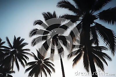 palm tree silhouette. Generative AI Stock Photo