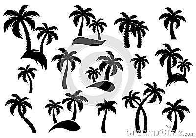 Palm tree silhouette icons Vector Illustration