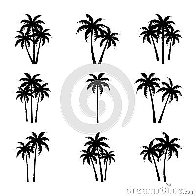 PALM TREE SILHOUETTE VECTOR SET Vector Illustration