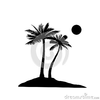 Palm tree silhouette. Summer holiday nature background. Beach re Stock Photo