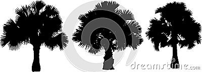 Palm tree silhouette vector pack Vector Illustration