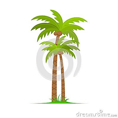 Palm tree vector island coconut cartoon icon. Palmtree island desert isolated tropical icon Vector Illustration