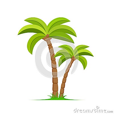 Palm tree vector island coconut cartoon icon. Palmtree island desert isolated tropical icon Vector Illustration