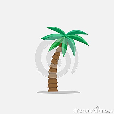 Palm trees in cartoon style isolated on white background Vector Illustration. Tropical summer tree plant on nature for Vector Illustration