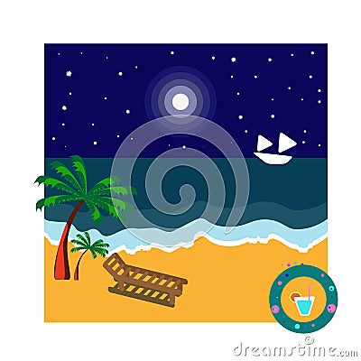 Hot summer and cool ocean, time to relax Vector Illustration