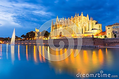 Palma de Mallorca Cathedral Seu sunset Majorca Stock Photo