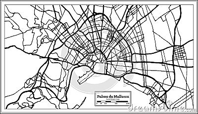 Palma de Mallorca Spain City Map in Retro Style. Outline Map. Stock Photo