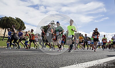 Palma half marathon runners during popular race Editorial Stock Photo