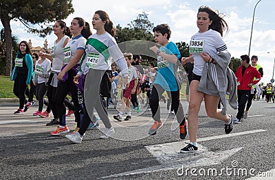 Palma half marathon young runners during popular race Editorial Stock Photo