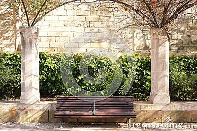 Palma Mallorca almudaina kings palace garden park bench scene Stock Photo