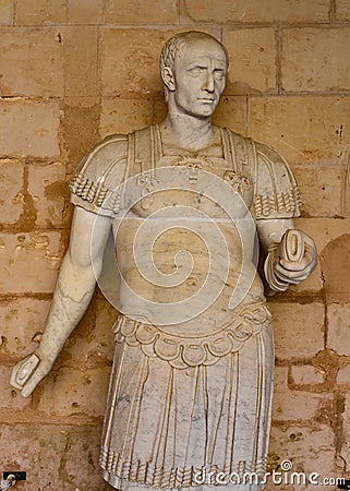 Palma, Spain - 8 November, 2022: Statues of Julius Ceasar and Roman emperors at Castell de Bellver, Palma de Mallorca Editorial Stock Photo