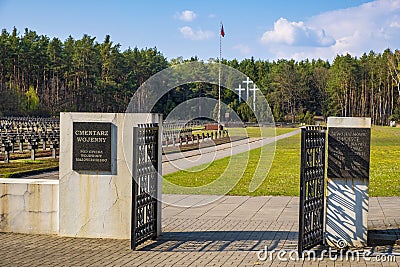 Palmiry, Poland - Panoramic view of the Palmiry war cemetery - historic memorial for the World War II victims of Warsaw and Editorial Stock Photo