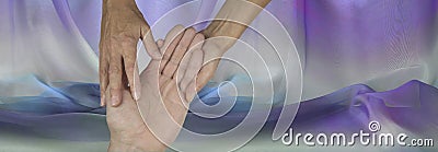 Palmistry website header on purple material background Stock Photo