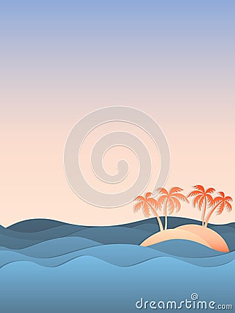 Palmtree on a island Vector Illustration