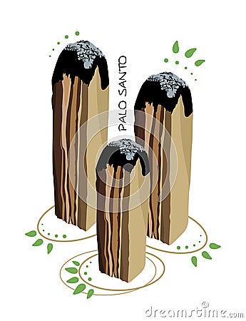 Palo Santo incense sticks from Latin America Vector Illustration