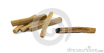 Palo santo wooden sticks isolated on white background. Traditional incense sticks for cleansing home and aura. South American trad Stock Photo