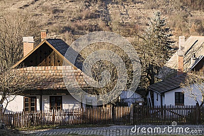 Paloc ethnographic houses in Holloko Stock Photo